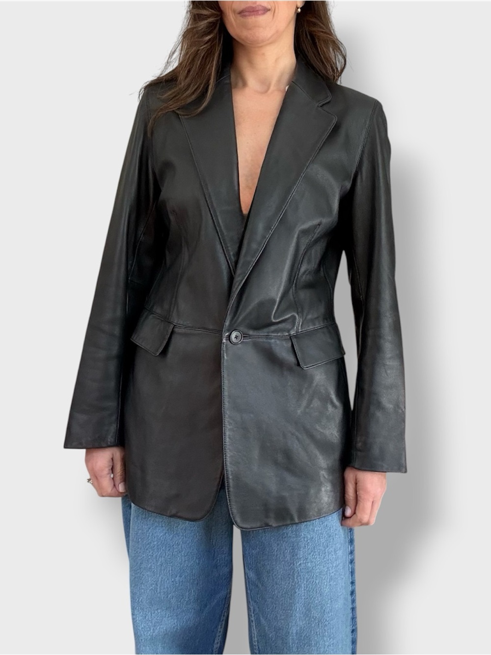 Lord & Taylor Black Leather Blazer